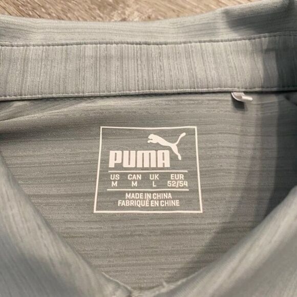 Puma Grey Buttonup Polo Shirt Men Medium Bin G-6‎ - Picture 3 of 4